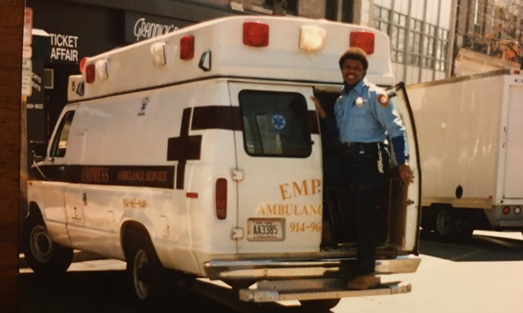Photo of Dr. Kahan Sablo as an EMT