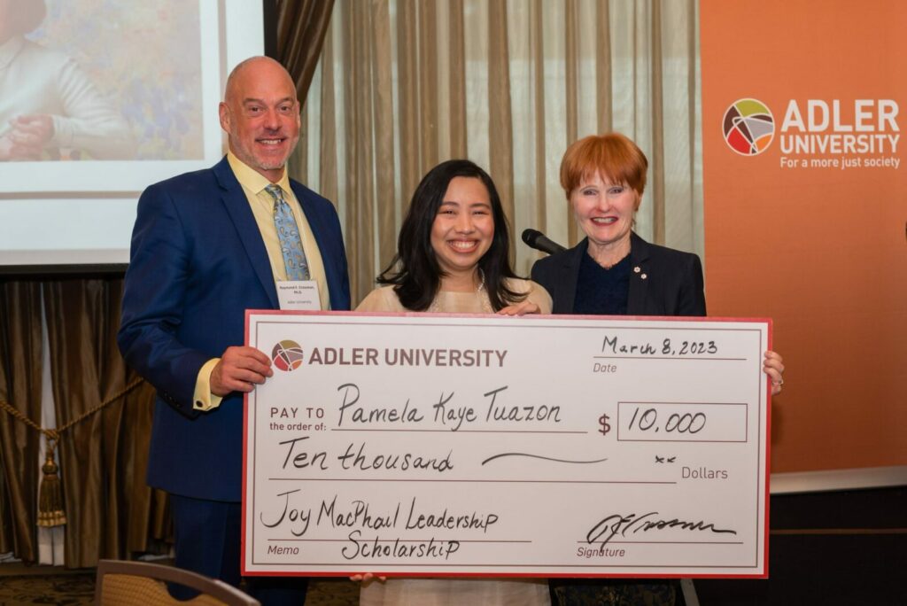 Photo of Pamela Tuazon with Ray Crossman and Joy MacPhail