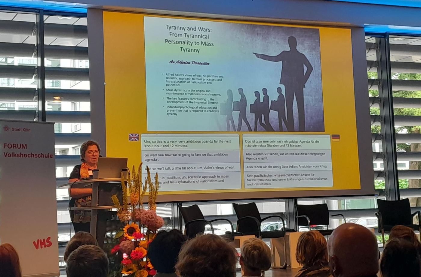 Photo of Dr. Marina Bluvshtein keynote speech at IAIP Congress