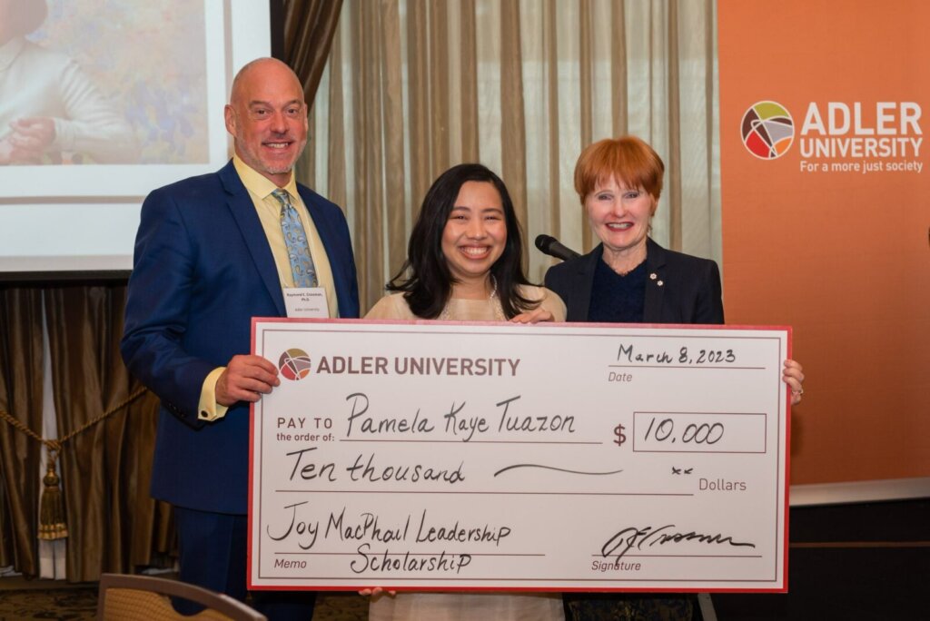 Photo of Pamela Tuazon with Ray Crossman and Joy MacPhail