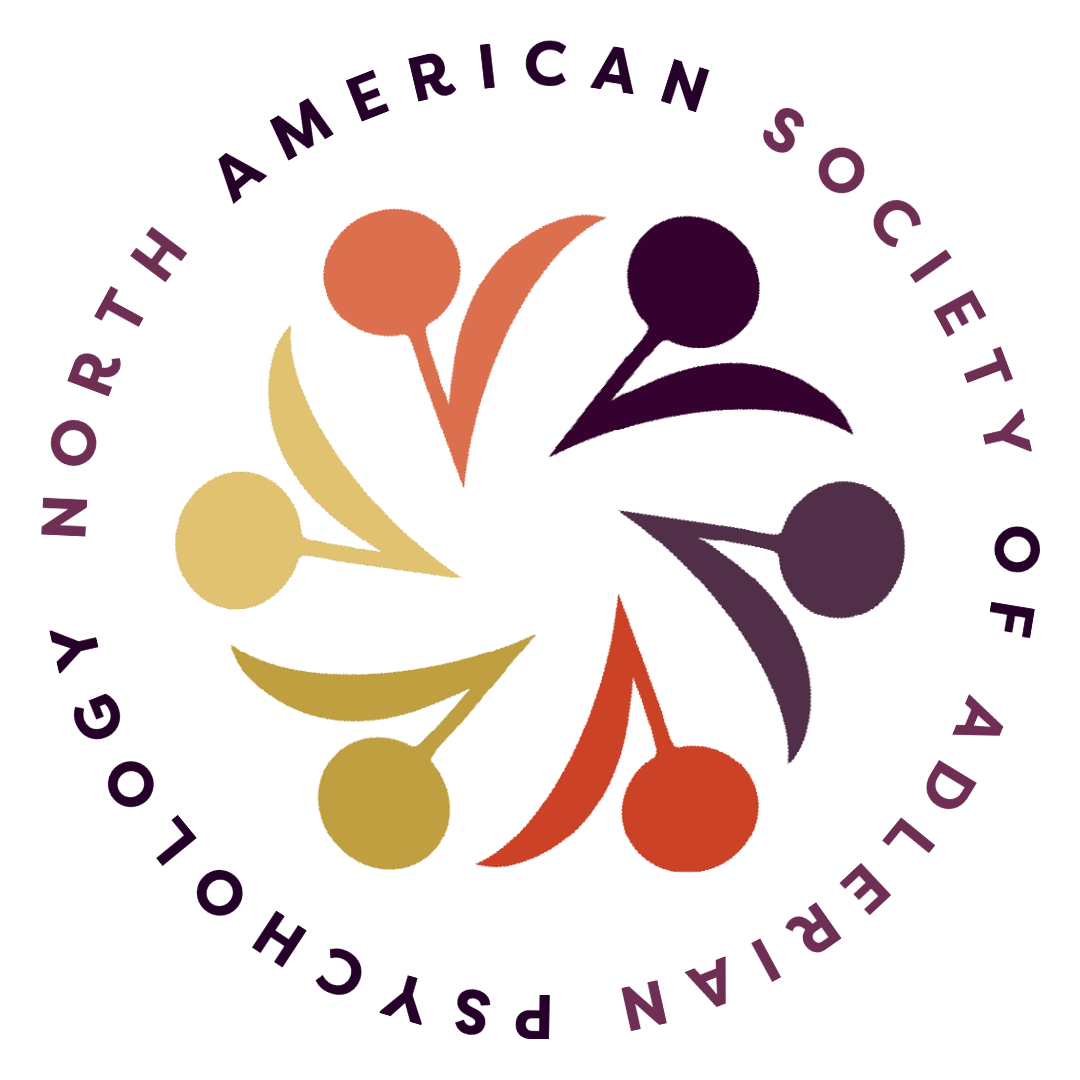 Logo of the North American Society of Adlerian Psychology, featuring six abstract human figures forming a circular pattern, surrounded by the organization's name—symbolizing changemaking at every NASAP conference.