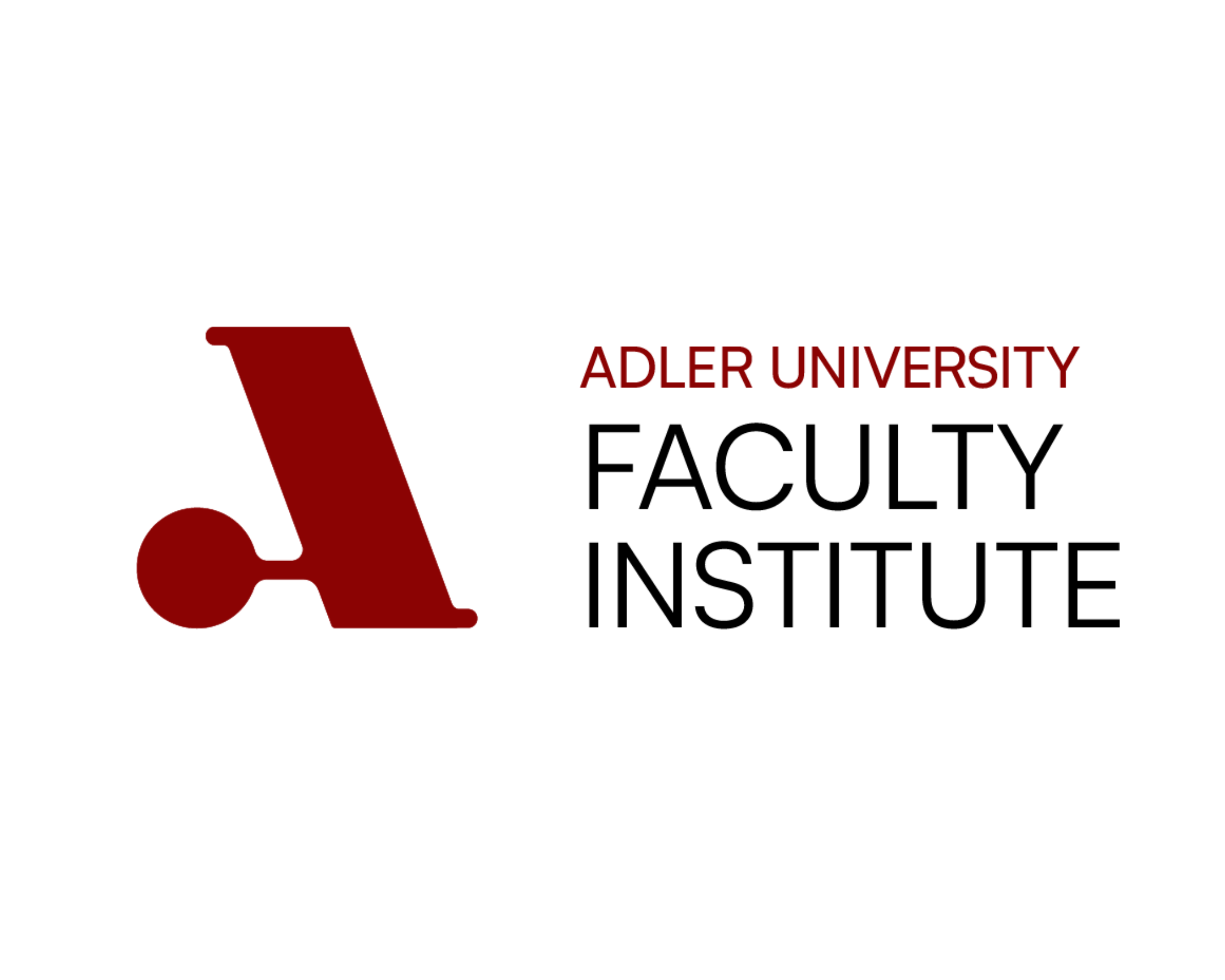 Adler University Faculty Institute logo featuring a large red "A" with a dot, alongside the text "Adler University Faculty Institute" on a white background, representing innovation and collaboration for impactful proposals.